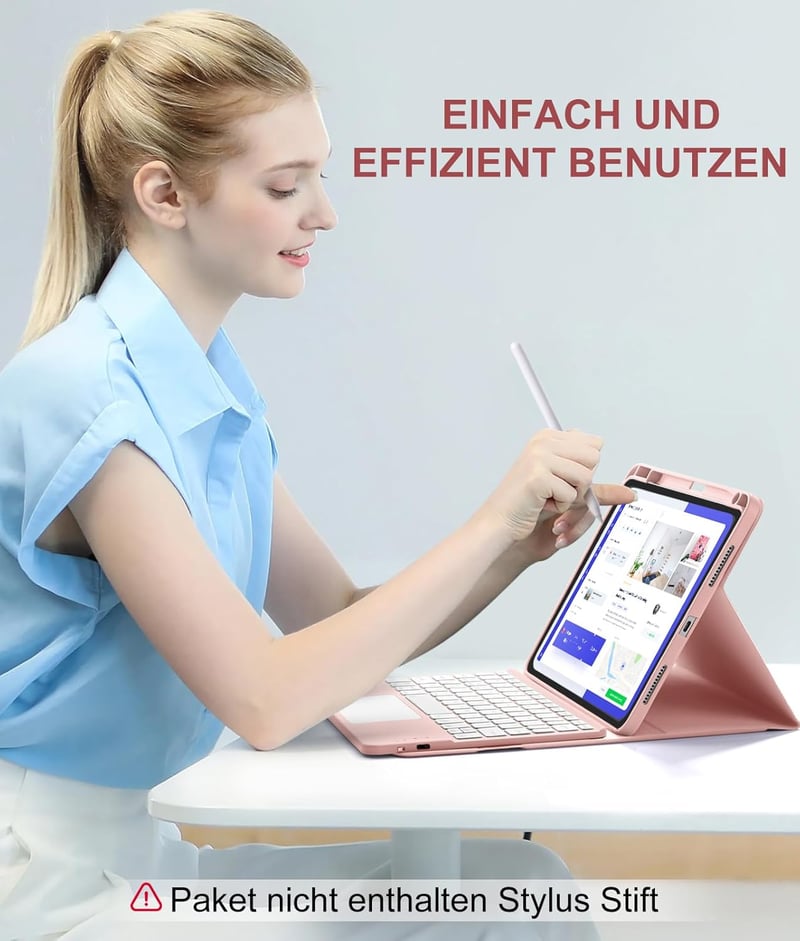 Vobafe iPad Air 11/10.9 Billentyűzetes Tok M3/M2 Kompatibilis, 7 Színű Háttérvilágítás, Érintőpaddal, Tollartóval, Rózsaszín