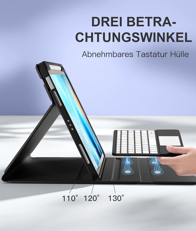 Vobafe iPad Air 11" Billentyűzetes Tok 7 Szín Háttérvilágítás Trackpad Tolltartó
