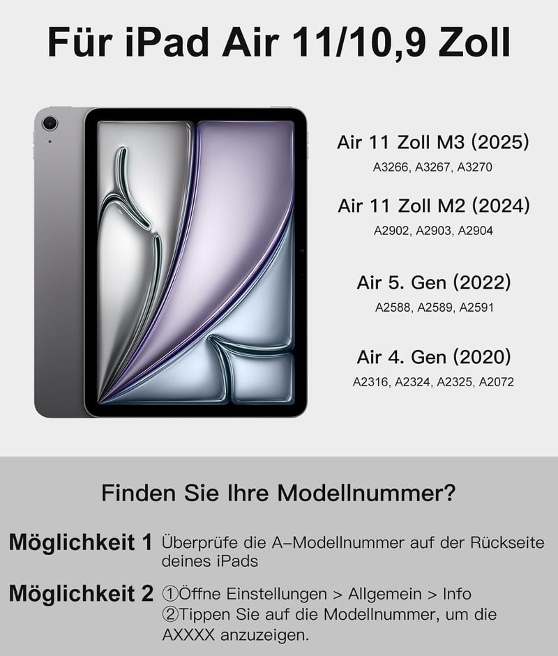 Vobafe iPad Air 11" Billentyűzetes Tok 7 Szín Háttérvilágítás Trackpad Tolltartó