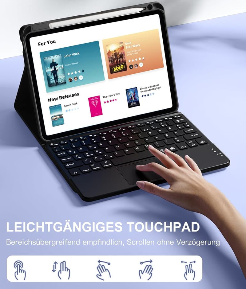 Vobafe iPad Air 11" Billentyűzetes Tok 7 Szín Háttérvilágítás Trackpad Tolltartó