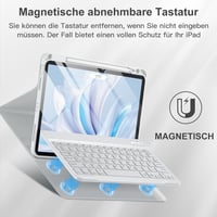 Vobafe iPad Air 11" M4/M3/M2 és 10.9" Tok Billentyűzettel, 7 Szín LED, QWERTZ, Szürke 4