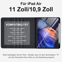 Vobafe iPad Air 11" M4/M3/M2 és 10.9" Tok Billentyűzettel, 7 Szín LED, QWERTZ, Szürke 2