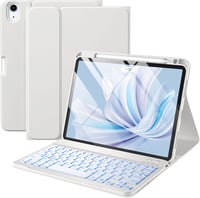 Vobafe iPad Air 11" M4/M3/M2 és 10.9" Tok Billentyűzettel, 7 Szín LED, QWERTZ, Szürke 1