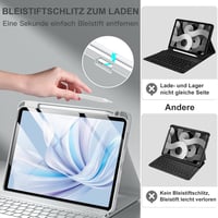 Vobafe iPad Air 11" M4/M3/M2 és 10.9" Tok Billentyűzettel, 7 Szín LED, QWERTZ, Szürke 7