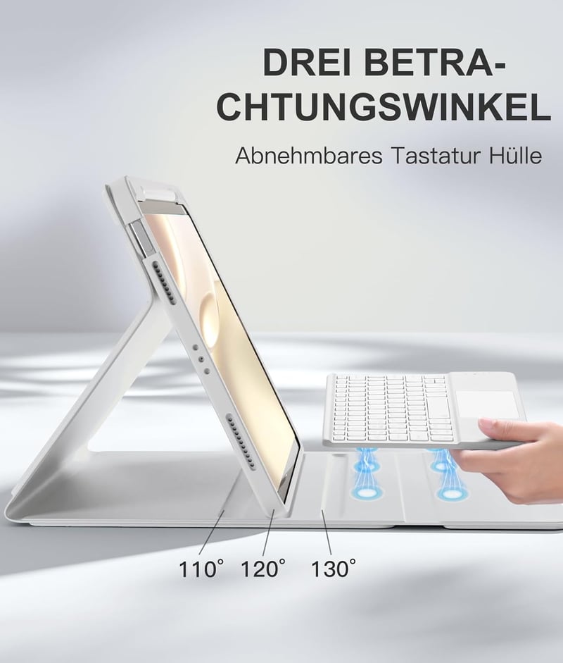 Vobafe iPad Air 11" M4 M3 M2 Tok Billentyűzettel, Trackpad, Ceruza Tartó, Világosszürke - lightgrey