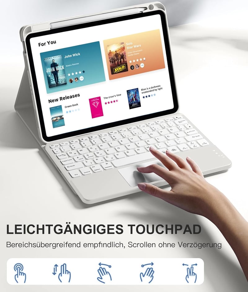 Vobafe iPad Air 11" M4 M3 M2 Tok Billentyűzettel, Trackpad, Ceruza Tartó, Világosszürke - lightgrey
