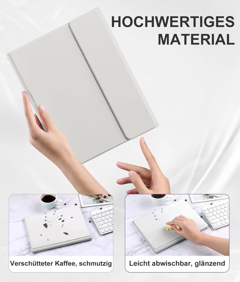 Vobafe iPad Air 11" M4 M3 M2 Tok Billentyűzettel, Trackpad, Ceruza Tartó, Világosszürke - lightgrey