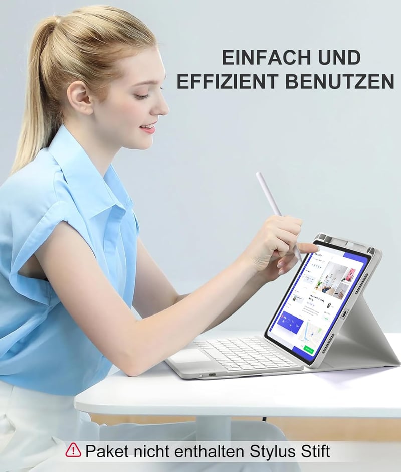 Vobafe iPad Air 11" M4 M3 M2 Tok Billentyűzettel, Trackpad, Ceruza Tartó, Világosszürke - lightgrey
