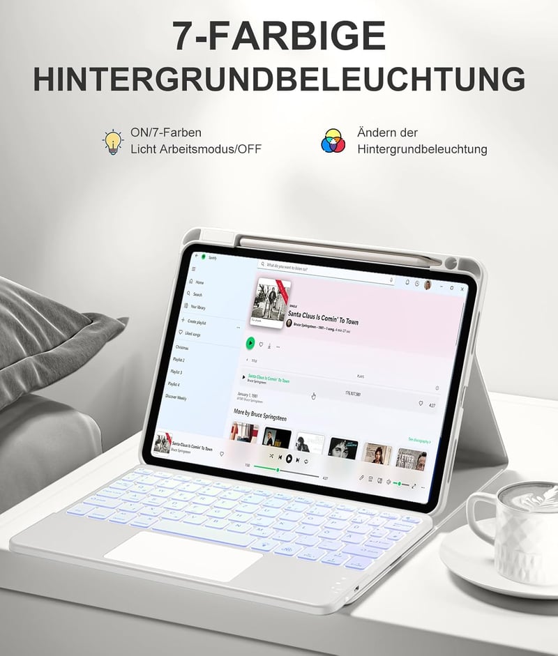 Vobafe iPad Air 11" M4 M3 M2 Tok Billentyűzettel, Trackpad, Ceruza Tartó, Világosszürke - lightgrey
