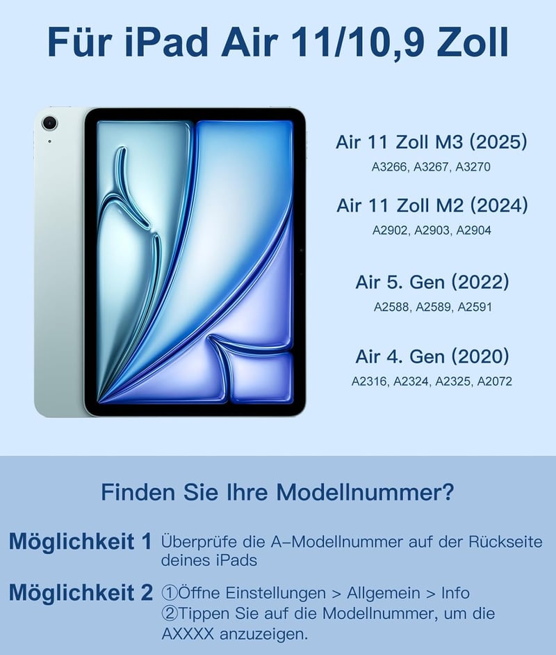 Vobafe iPad Air 11" M4 M3 M2 Tok Billentyűzettel, Trackpad és Tolltartóval Kék - blue
