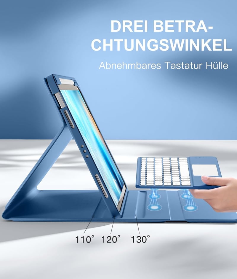 Vobafe iPad Air 11" M4 M3 M2 Tok Billentyűzettel, Trackpad és Tolltartóval Kék - blue