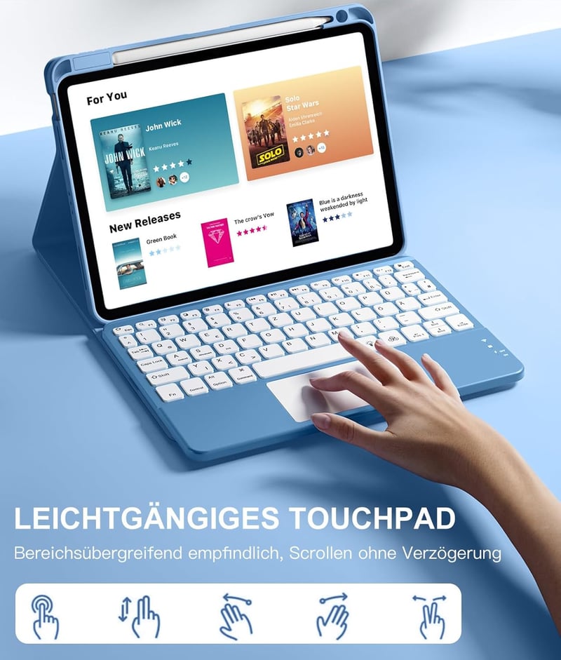Vobafe iPad Air 11" M4 M3 M2 Tok Billentyűzettel, Trackpad és Tolltartóval Kék - blue