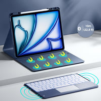 Vobafe iPad Air 13" és iPad Pro 12.9" Billentyűzetes Tok QWERTZ Trackpad Világítással - iPad Air 13 Zoll M3/M2, iPad Pro 12.9 Zoll, blue grey 4