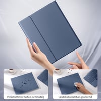 Vobafe iPad Air 13" és iPad Pro 12.9" Billentyűzetes Tok QWERTZ Trackpad Világítással - iPad Air 13 Zoll M3/M2, iPad Pro 12.9 Zoll, blue grey 3