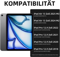 Vobafe iPad Air 13" és iPad Pro 12.9" Billentyűzetes Tok QWERTZ Trackpad Világítással - iPad Air 13 Zoll M3/M2, iPad Pro 12.9 Zoll, blue grey 2