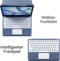 Vobafe iPad Air 13" és iPad Pro 12.9" Billentyűzetes Tok QWERTZ Trackpad Világítással - iPad Air 13 Zoll M3/M2, iPad Pro 12.9 Zoll, blue grey 5