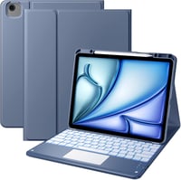 Vobafe iPad Air 13" és iPad Pro 12.9" Billentyűzetes Tok QWERTZ Trackpad Világítással - iPad Air 13 Zoll M3/M2, iPad Pro 12.9 Zoll, blue grey 1