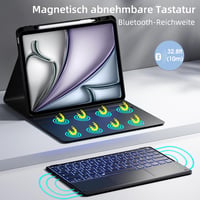 Vobafe iPad Air 13" és iPad Pro 12.9" billentyűzetes tok QWERTZ, trackpad, 7 szín világítás 4