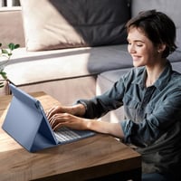 Vobafe iPad Air 13" és iPad Pro 12.9" Billentyűzetes Tok QWERTZ Trackpad Világítással - iPad Air 13 Zoll M3/M2, iPad Pro 12.9 Zoll, blue grey 9