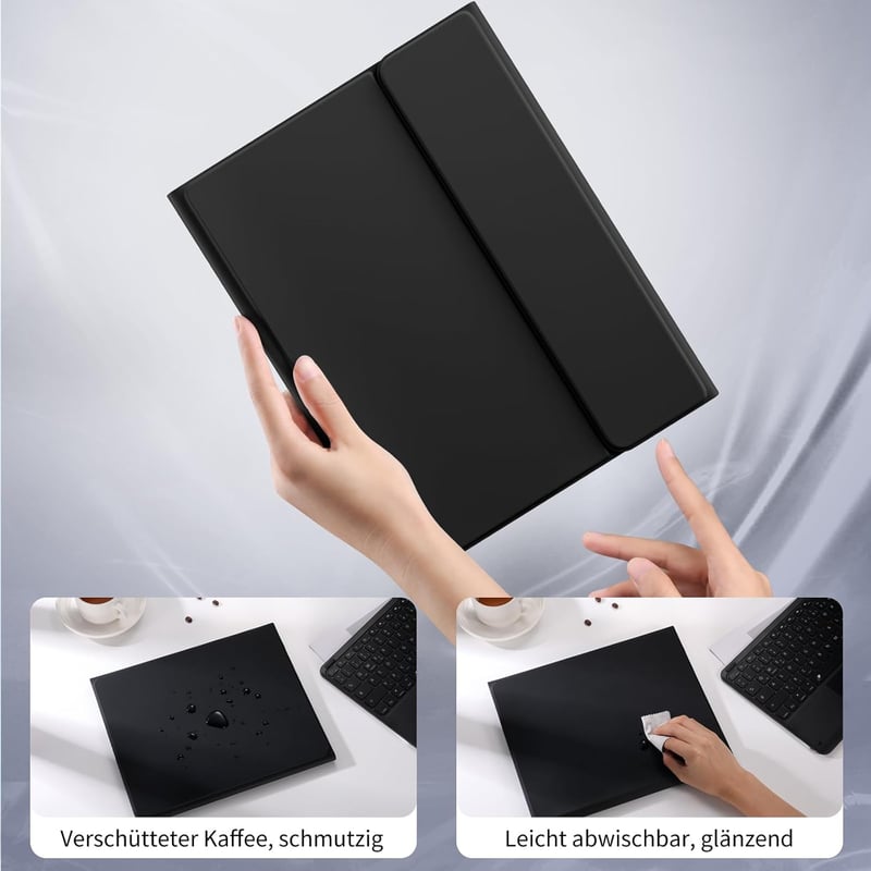 Vobafe iPad Air 13" és iPad Pro 12.9" billentyűzetes tok QWERTZ, trackpad, 7 szín világítás