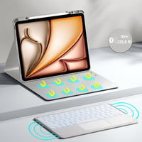 Vobafe iPad Air 13" és iPad Pro 12.9" Billentyűzetes Tok QWERTZ Trackpad Világosszürke 4