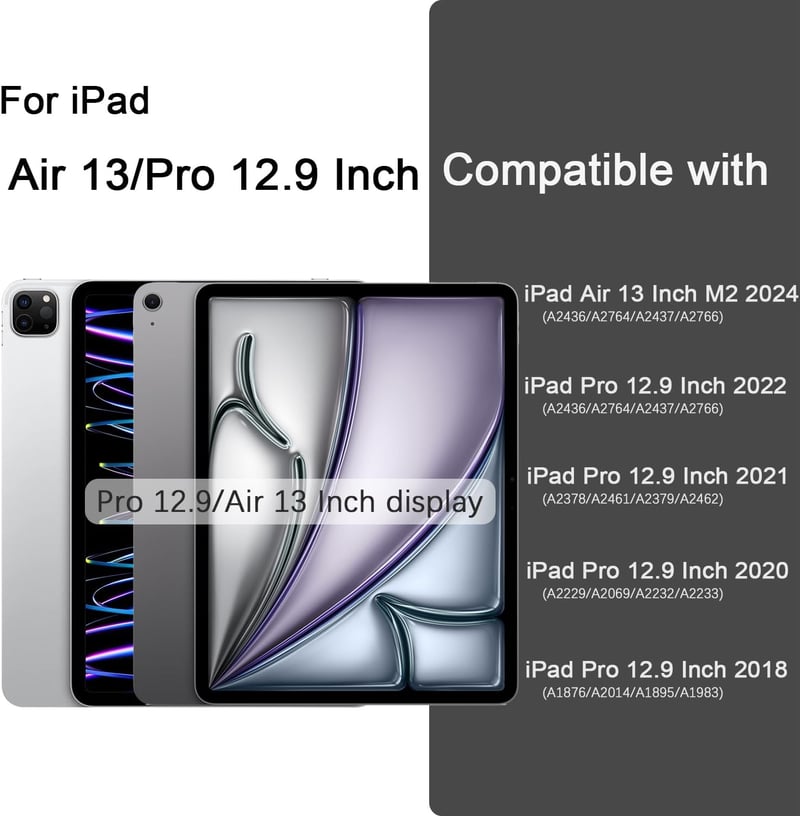 Vobafe iPad Air 13" és iPad Pro 12.9" Mágneses Billentyűzetes Tok 360° Forgatható Trackpad-dal
