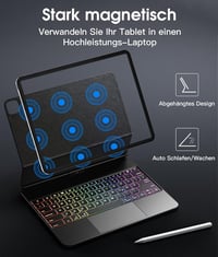 Vobafe iPad Air 13" és iPad Pro 12.9" Mágneses Billentyűzetes Tok 360° Forgatható Trackpad-dal 5