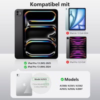 Vobafe iPad Pro 13 Tok Billentyűzettel M5/M4 QWERTZ Trackpad Világítással Fekete 2