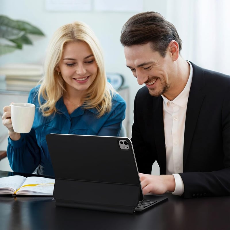 Vobafe Magic Keyboard Case iPad Air 11" M3/M2 Pro 11" Mágneses Billentyűzet Trackpad Világítás - black