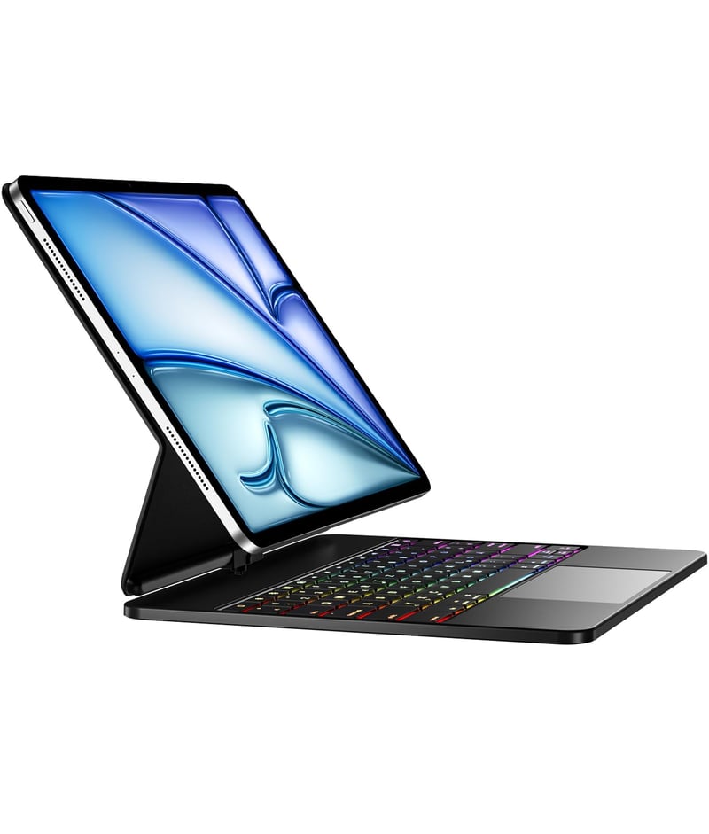 Magnetické puzdro s klávesnicou Vobafe pre iPad Air 13" / iPad Pro 12,9" – otočné o 360°, čierne