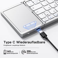 Vobafe Összehajtható Bluetooth Billentyűzet Touchpaddal - Hordozható Mini Billentyűzet 3 Bluetooth Csatornával iOS, Android, Windows Eszközö 5