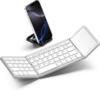 Vobafe Összehajtható Bluetooth Billentyűzet Touchpaddal - Hordozható Mini Billentyűzet 3 Bluetooth Csatornával iOS, Android, Windows Eszközö 1