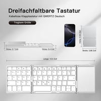 Vobafe Összehajtható Bluetooth Billentyűzet Touchpaddal - Hordozható Mini Billentyűzet 3 Bluetooth Csatornával iOS, Android, Windows Eszközö 7