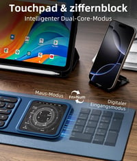 Vobafe Összehajtható Bluetooth Billentyűzet Touchpaddal, Numerikus Billentyűzettel, Vezeték Nélküli Mini Billentyűzet QWERTZ 3