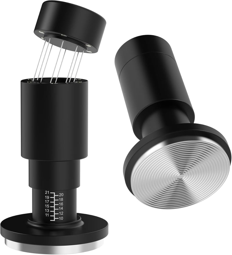 VOCA 58mm Espresso Tamper WDT Eszköz 30lb Kalibrált Tömörítő és 8 Tűs Disztribútor