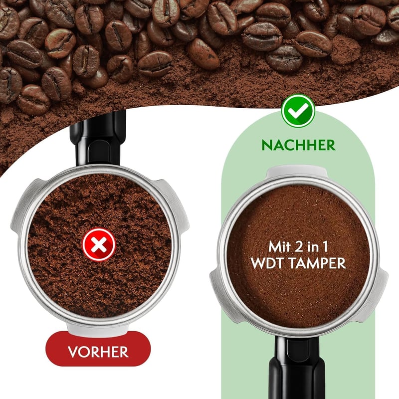 VOCA 58mm Espresso Tamper WDT Eszköz 30lb Kalibrált Tömörítő és 8 Tűs Disztribútor