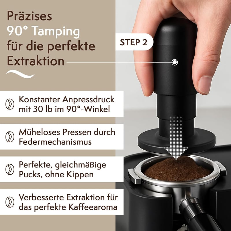 VOCA 58mm Espresso Tamper WDT Eszköz 30lb Kalibrált Tömörítő és 8 Tűs Disztribútor