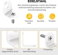 VOCIBO 20db Fehér Sarokösszekötő 90° 20x20mm Rozsdamentes Acél Bútor Szereléshez 3