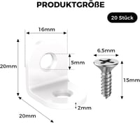 VOCIBO 20db Fehér Sarokösszekötő 90° 20x20mm Rozsdamentes Acél Bútor Szereléshez 2