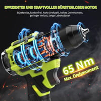VOERJIA 21V akumulátorový príklepový vŕtací skrutkovač, bezuhlíkový motor, 2x2000mAh batéria, 65Nm, 20+3 stupňov krútiaceho momentu, 2 rýchlosti, 10mm skľučovadlo, LED, 46 ks príslušenstvo, kufrík 3