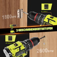 VOERJIA 21V akumulátorový príklepový vŕtací skrutkovač, bezuhlíkový motor, 2x2000mAh batéria, 65Nm, 20+3 stupňov krútiaceho momentu, 2 rýchlosti, 10mm skľučovadlo, LED, 46 ks príslušenstvo, kufrík 4