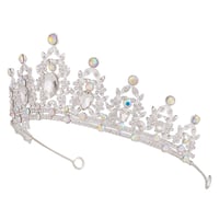 Vofler Ezüst Tiara Kristályokkal - Királynői Fejdísz Esküvőre, Szülinapra, Bálra, Jelmezbálra - Elegáns Női Korona Hercegnőknek 7