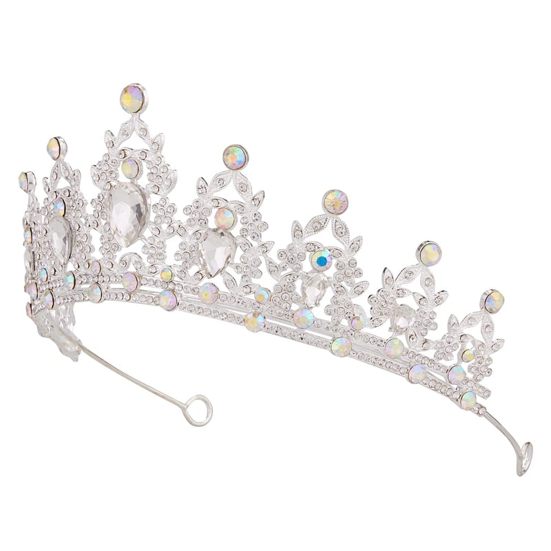 Vofler Ezüst Tiara Kristályokkal - Királynői Fejdísz Esküvőre, Szülinapra, Bálra, Jelmezbálra - Elegáns Női Korona Hercegnőknek
