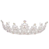 Vofler Ezüst Tiara Kristályokkal - Királynői Fejdísz Esküvőre, Szülinapra, Bálra, Jelmezbálra - Elegáns Női Korona Hercegnőknek 6