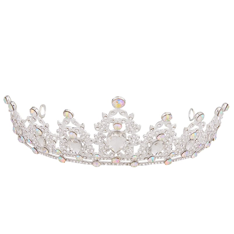 Vofler Ezüst Tiara Kristályokkal - Királynői Fejdísz Esküvőre, Szülinapra, Bálra, Jelmezbálra - Elegáns Női Korona Hercegnőknek