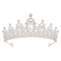 Vofler Ezüst Tiara Kristályokkal - Királynői Fejdísz Esküvőre, Szülinapra, Bálra, Jelmezbálra - Elegáns Női Korona Hercegnőknek 1