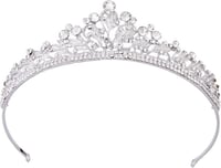 Vofler Kristály Tiara Ezüst Fejdísz - Strasszköves Levél Hajékszer Nőknek, Koszorúslányoknak, Menyasszonyoknak, Születésnapra, Esküvőre, Jel 1