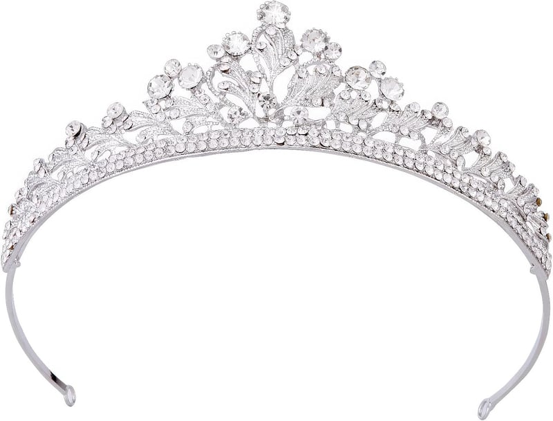 Vofler Kristály Tiara Ezüst Fejdísz - Strasszköves Levél Hajékszer Nőknek, Koszorúslányoknak, Menyasszonyoknak, Születésnapra, Esküvőre, Jel