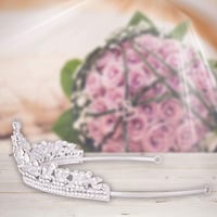 Vofler Kristály Tiara Ezüst Fejdísz - Strasszköves Levél Hajékszer Nőknek, Koszorúslányoknak, Menyasszonyoknak, Születésnapra, Esküvőre, Jel 7