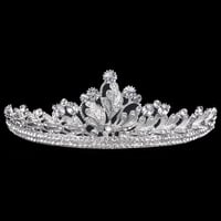 Vofler Kristály Tiara Ezüst Fejdísz - Strasszköves Levél Hajékszer Nőknek, Koszorúslányoknak, Menyasszonyoknak, Születésnapra, Esküvőre, Jel 5